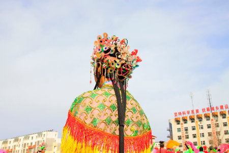 Chinese traditional yangko bun decoration, closeup of photoのeditorial素材