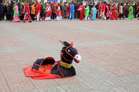 traditional Chinese style yangko dance prop, closeup of photoのeditorial素材
