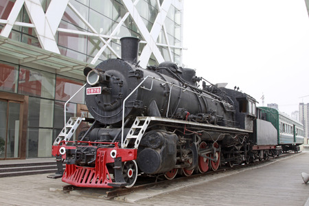 old steam locomotive, closeup of photoのeditorial素材
