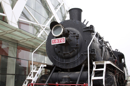 old steam locomotive, closeup of photoのeditorial素材