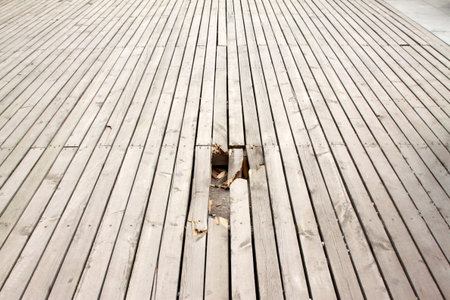 Broken wooden platform, closeup of photoの写真素材
