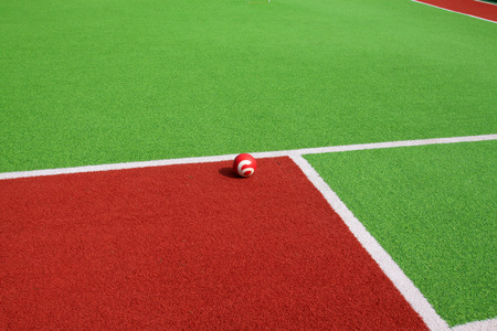 Chinese gate ball on the green plastic pitch, closeup of photoの写真素材