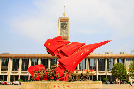 Shijiazhuang - April 27: tahrir square sculpture, April 27, 2015, shijiazhuang city, hebei province, Chinaのeditorial素材