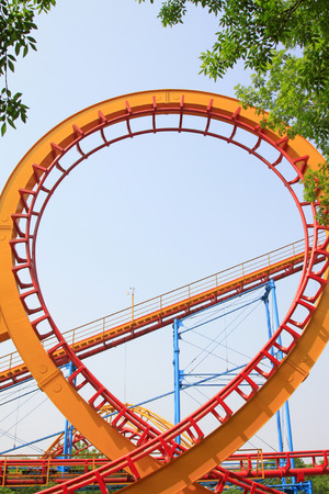 Roller coaster circular orbit, closeup of photoの写真素材