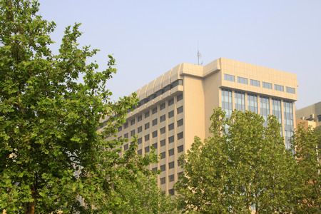 Buildings and green, closeup of photoのeditorial素材