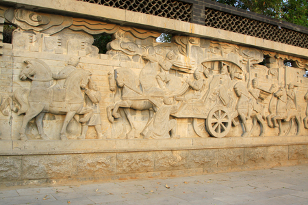 wall carvings, closeup of photoの写真素材