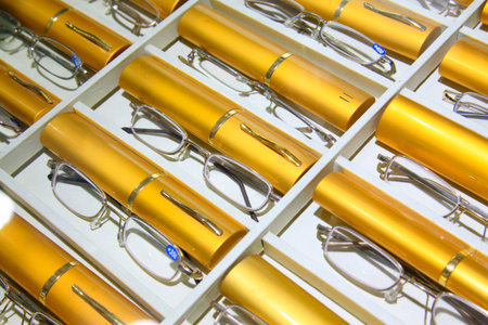 Glasses and box, closeup of photo