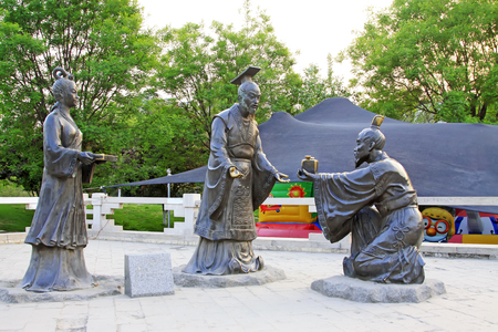 ancient Chinese character sculpture, closeup of photoのeditorial素材