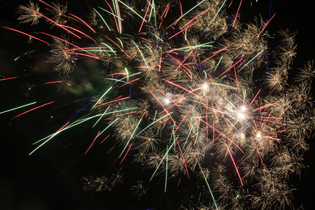 fireworks in the night sky on Chinese New Year's Eveの写真素材
