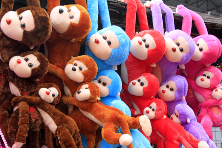 Cloth art monkey, closeup of photoの写真素材
