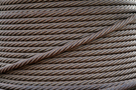 Steel wire rope, closeup of photo