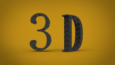 3D font in yellow backgroundの写真素材