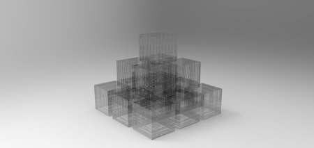 cube stacked rendering in gray background