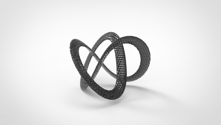 3D torus knot in gray backgroundの写真素材