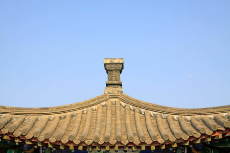 Chinese traditional building roof, closeup of photo
