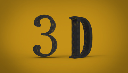 3D font in yellow background, computer generated imagesの写真素材