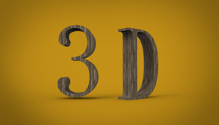 3D font in yellow background, computer generated imagesの写真素材