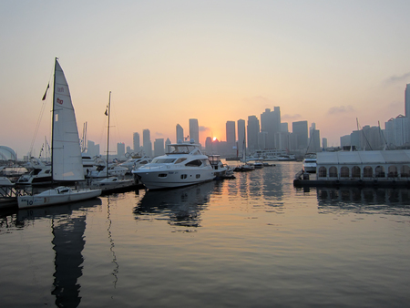 Qingdao City - May 22, 2015: Shandong Qingdao sailing center on May 22, 2015, Qingdao City, shandong province, Chinaのeditorial素材