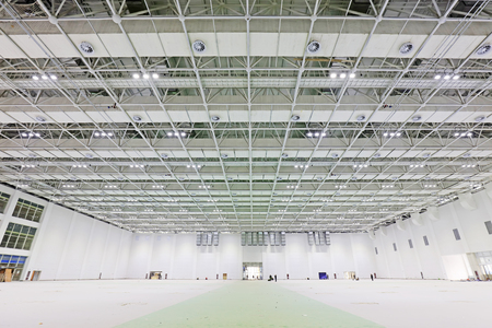 steel structure geometry construction in a hallのeditorial素材