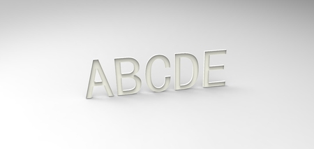 3D font "ABCDE" in white background, computer generated imagesの写真素材