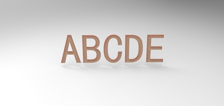 3D font "ABCDE" in white background, computer generated imagesの写真素材