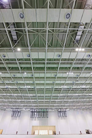 steel structure geometry construction in a hallのeditorial素材