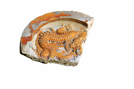 old glazed tile pieces, closeup of photoのeditorial素材