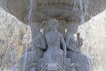 Tangshan city - April 29: Tangshan world horticultural exposition Italian garden Fountain sculpture, April 29, 2016, Tangshan city, chinaのeditorial素材