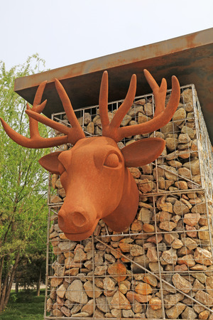 Animal statues in a park, closeup of photoの写真素材