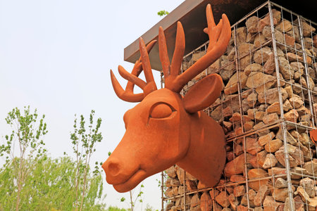 Animal statues in a park, closeup of photoの写真素材