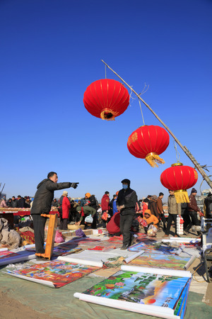Luannan County - February 1: customers shopping in the rural market, February 1, 2016, luannan county, hebei province, China.のeditorial素材