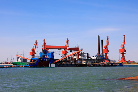 Engineering ship anchored at the dock