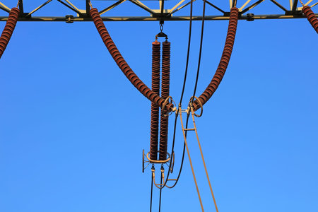 Electric power equipment in the blue sky background