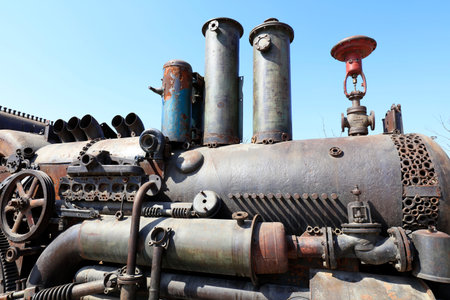 rusty mechanical components, closeup of photo