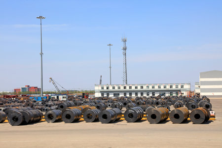 Strip steel in container terminalのeditorial素材