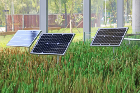 solar panel in a museum, closeup of photoのeditorial素材