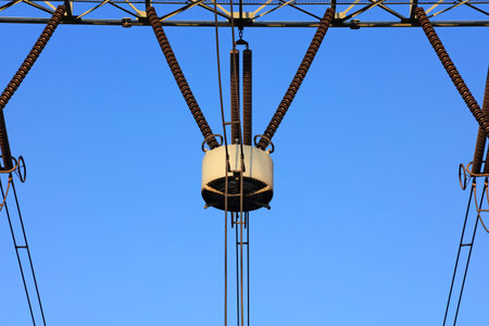 Electric power equipment in the blue sky background