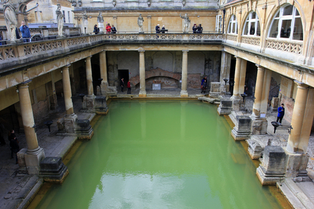 Bath City - March 16: ancient Rome baths building scenery, on March 16, 2016, Bath, UK.のeditorial素材