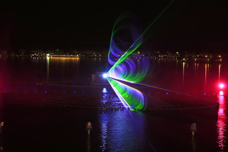 Music fountain water curtain movie images, closeup of photoのeditorial素材