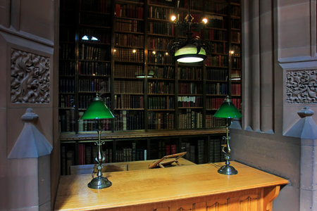 Manchester - July 27: the third floor study room of John Rylands Library, on July 27, 2016, Manchester, England.のeditorial素材