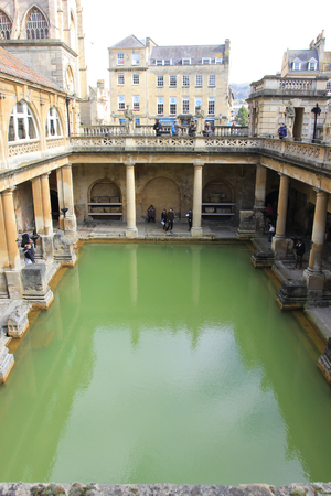 Bath City - March 16: ancient Rome baths building scenery, on March 16, 2016, Bath, UK.のeditorial素材