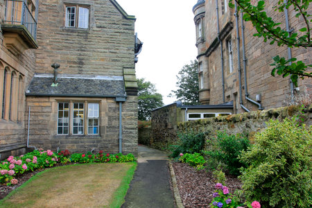 St Andrews - September 15: st Andrews university campus landscape, on September 15, 2016, Englandのeditorial素材