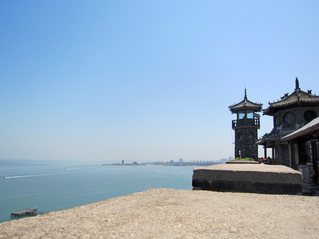 Yantai city - May 23rd: seaside architectural landscape, Penglaige scenic area, May 23rd, 2015, Yantai City, Shandong Province, Chinaのeditorial素材