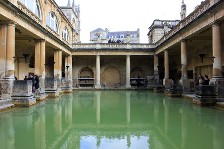Bath City - March 16: ancient Rome baths building scenery, on March 16, 2016, Bath, UK.のeditorial素材