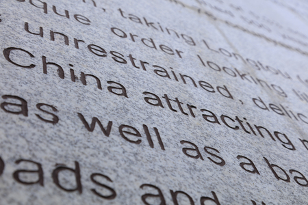 English letters carved in the marble slabs, beijing, Chinaのeditorial素材