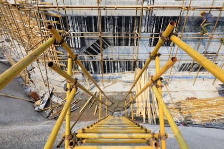 Steel pipe scaffold in the construction siteのeditorial素材