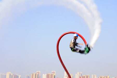 Water stunts performance in a parkのeditorial素材
