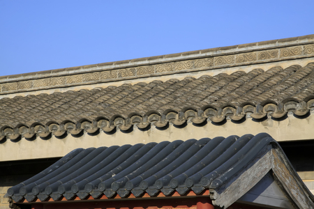 Beijing tiantan park gray eavesのeditorial素材
