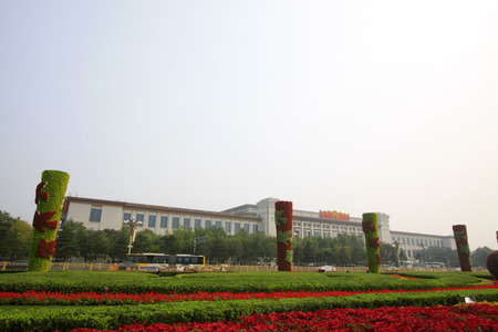 Green totem pole, Beijing Tiananmen squareのeditorial素材