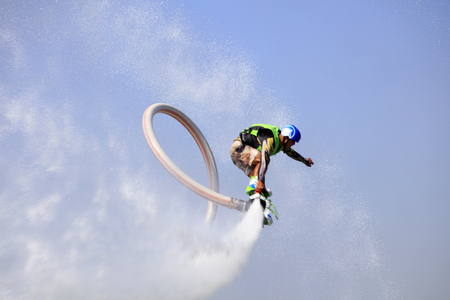 Water stunts performance in a parkのeditorial素材